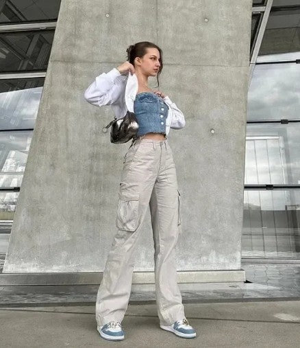Cargo pants waist adjustment detail, KLOSET urban fashion