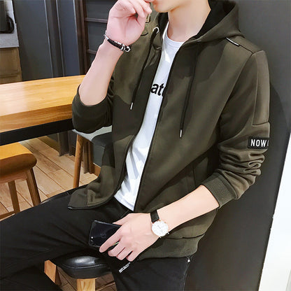 Green zip hoodie front view, KLOSET layering essential