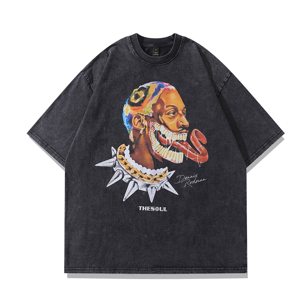Vintage Rodman graphic oversized tee, retro streetwear style